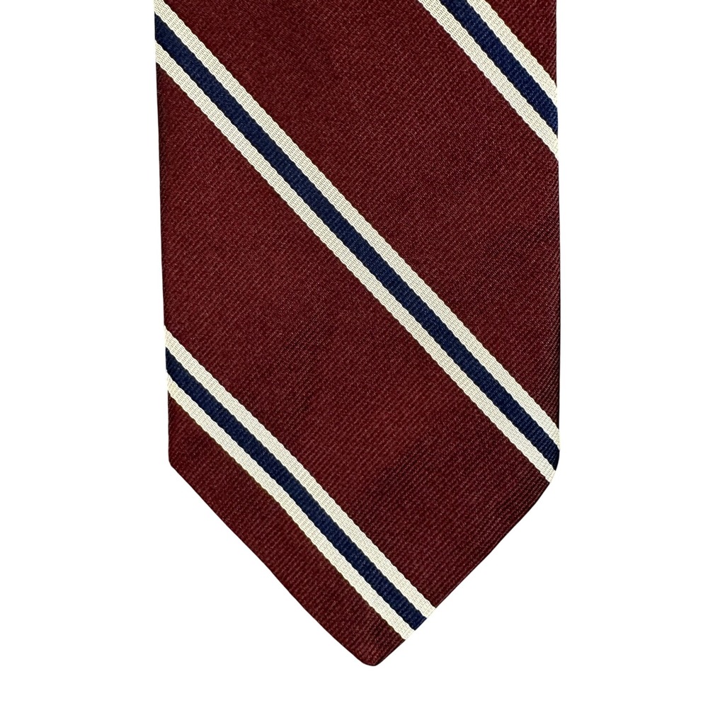 Brooks Brothers Makers Silk Tie Burgundy Navy Blue White Repp Stripe USA Made